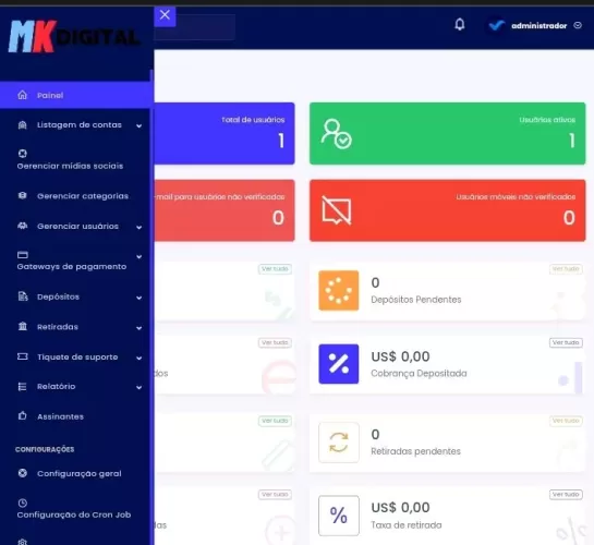 Sistema para venda de contas sociais
