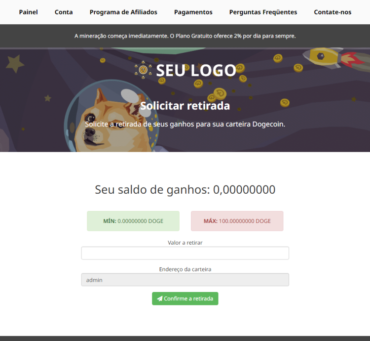 Sistema Para Mineração Em Nuvem Dogecoin