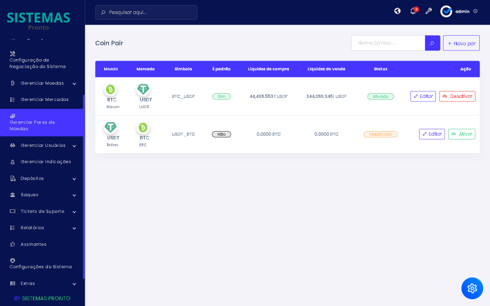 Exchange Criptomoedas SPOT, P2P e Futuros