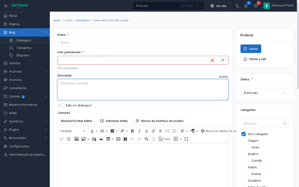 Script de Blog Laravel Limpo