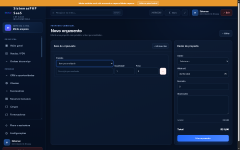 Sistema ERP SaaS Multiempresa PHP com CRM e Assinaturas 12