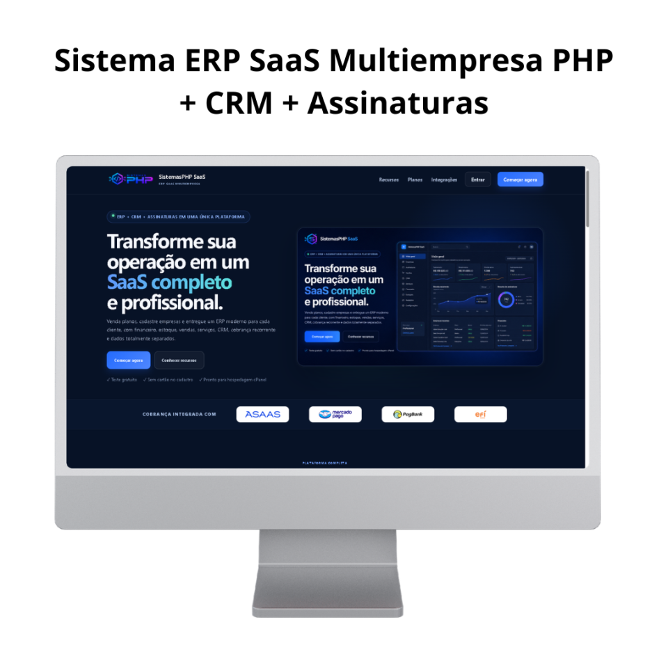 Sistema ERP SaaS Multiempresa PHP com CRM e Assinaturas