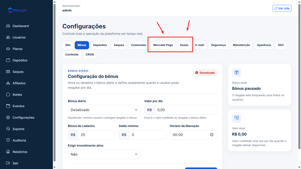 Sistema De Investimentos Php
